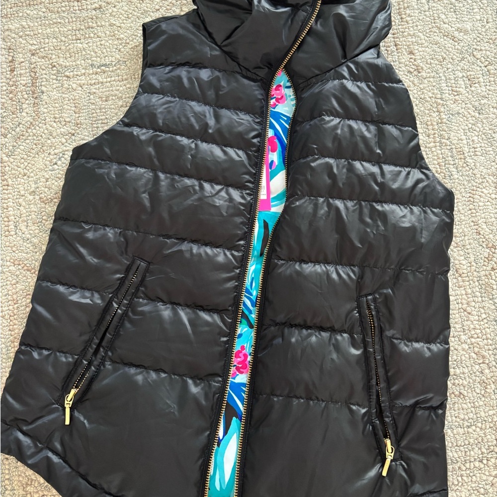 Lilly Pulitzer Black Puffer Vest XXS